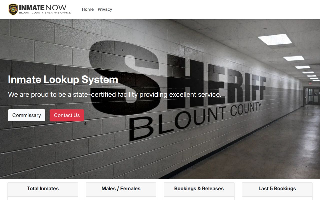 Blount County arrest history InmateNOW booking dashboard