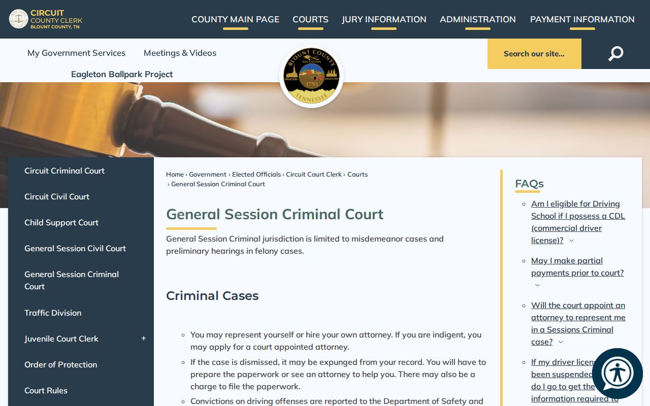 Blount County General Sessions Criminal Court official page