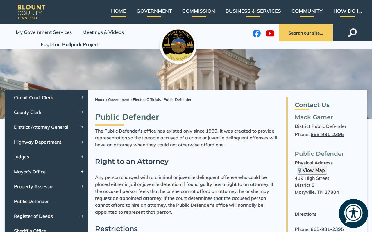 Fifth Judicial District Public Defender official office page