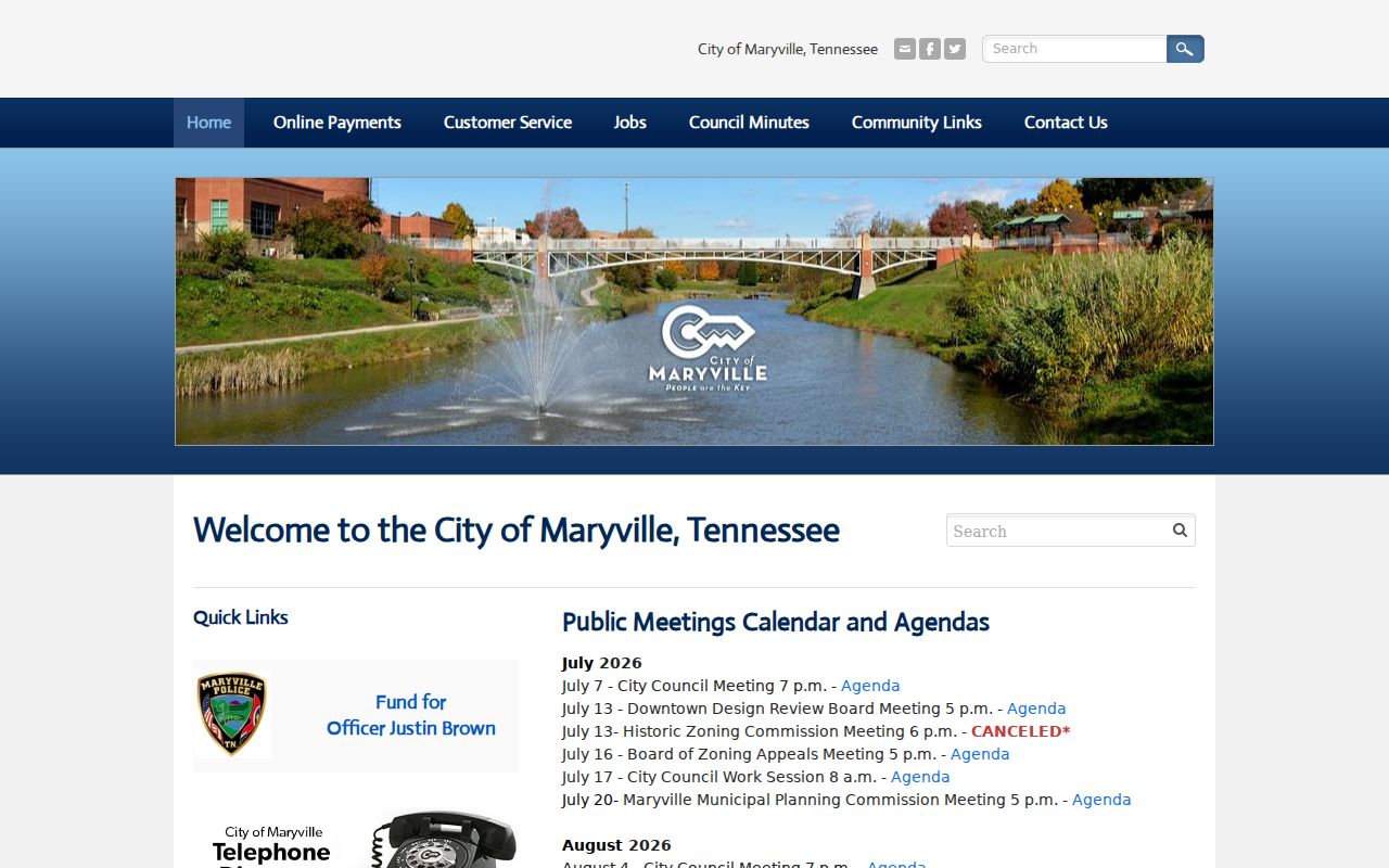 Maryville criminal history records at the official city government site