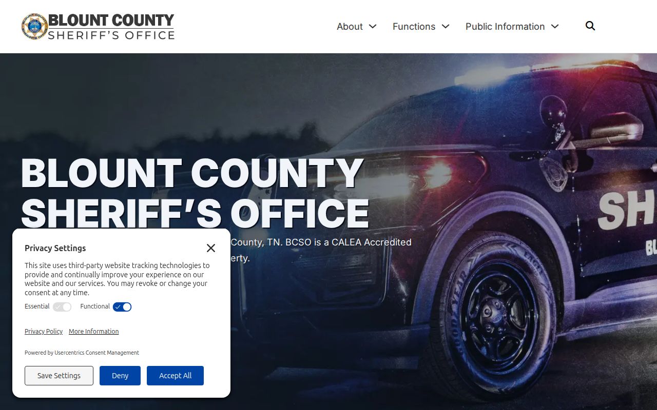 Blount County criminal records links on the sheriff website