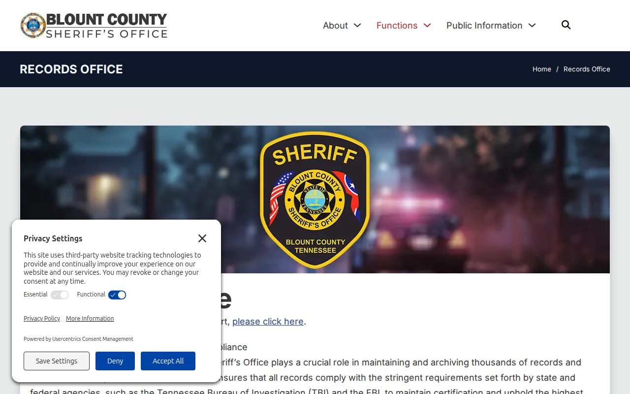 Blount County criminal history records office information
