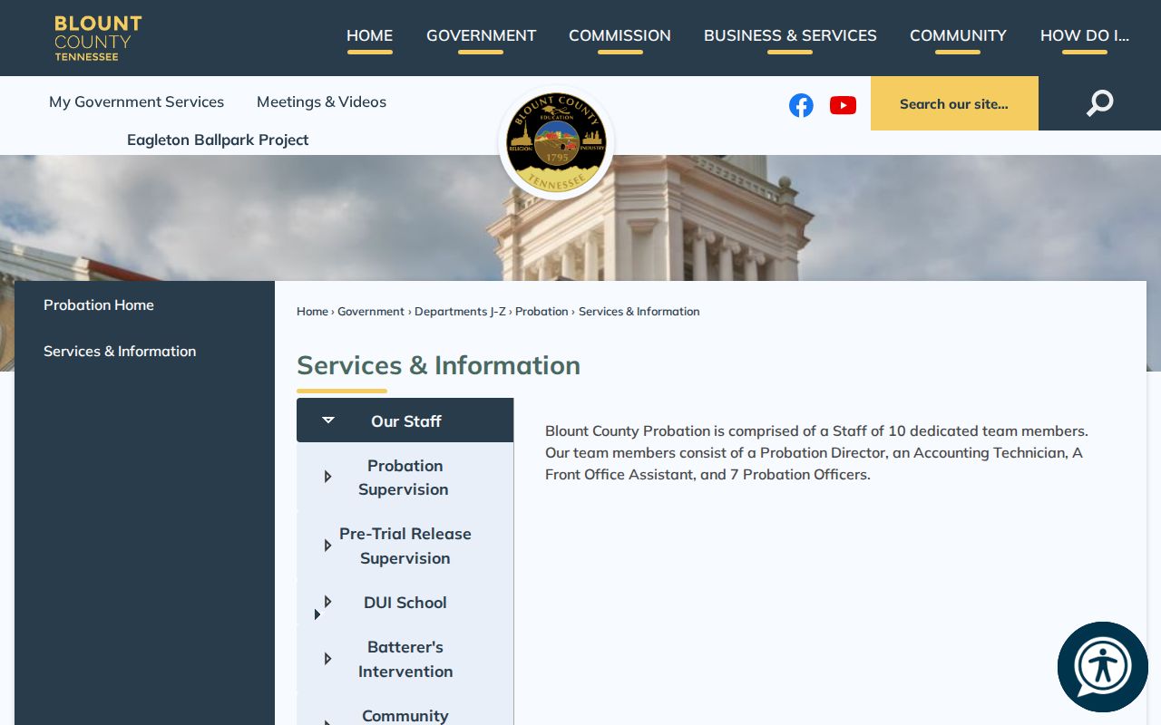 Blount County criminal record probation services